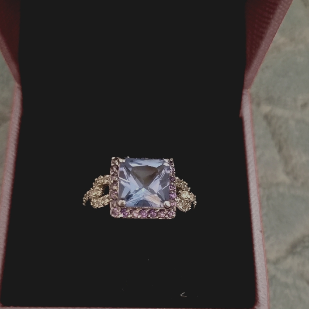 Elegant Blue and Purple 9.25 Sterling Silver Gemstone Ring